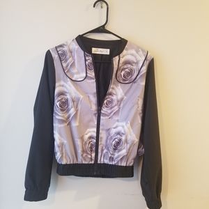 Black&Gray bomber jacket with Roses